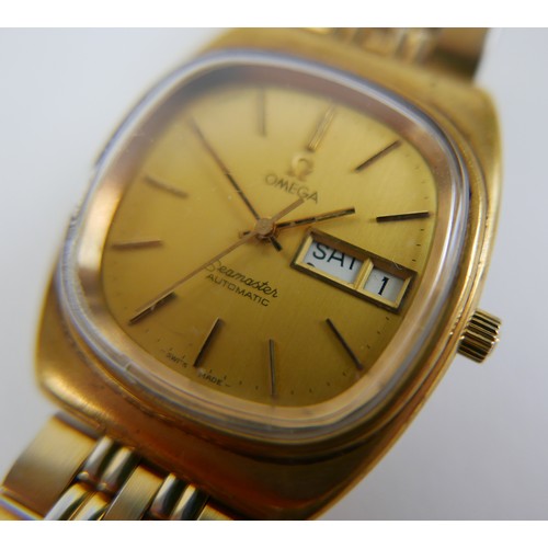 219 - A vintage Omega Seamaster Automatic gold plated gentleman's wristwatch, circa 1980s, model 166.0211,... 