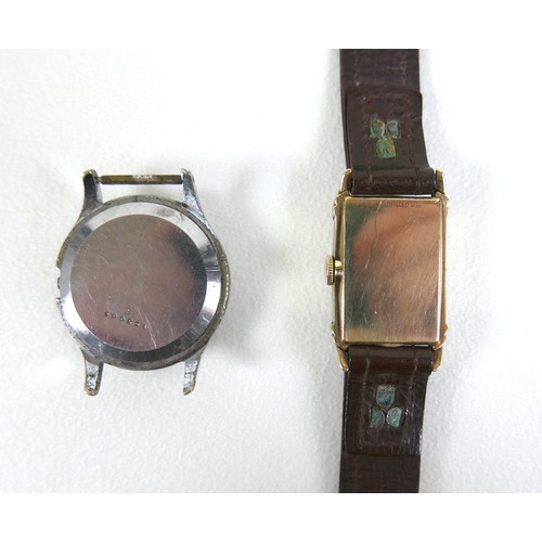 218 - A group of five vintage watches, comprising a Jaeger LeCoultre gentleman's chromed watch head, case ... 