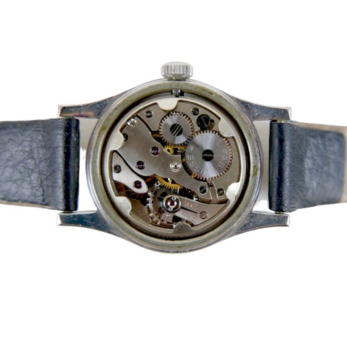 237 - A WWII Ebel stainless steel gentleman's wristwatch, silvered dial with Arabic numerals, subsidiary s... 