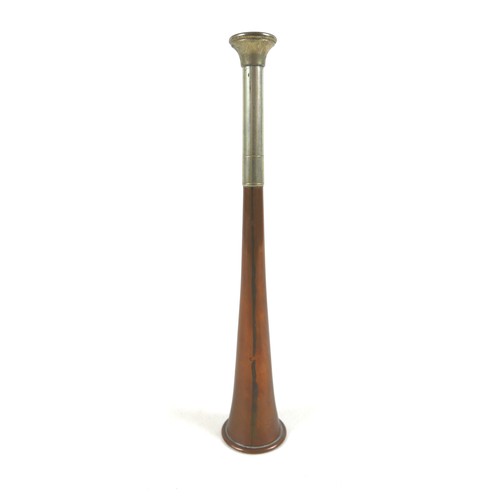 46 - A vintage Waine & Adeney copper hunting horn, 23cm long.