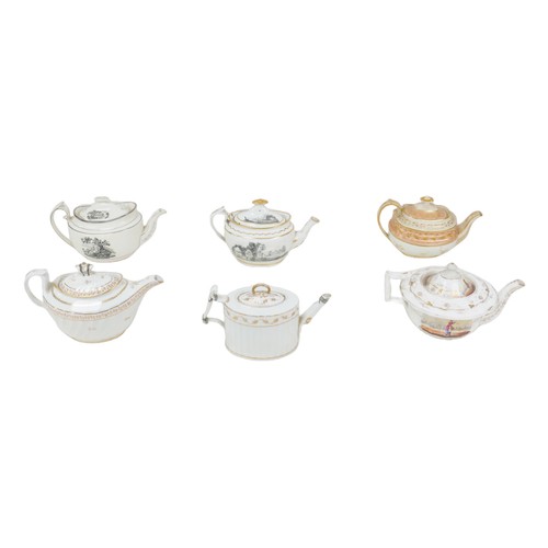 40 - Six early 19th century and later teapots, including an early 19th century Crown Derby teapot with gi... 