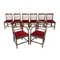A set of eight 19th century mahogany dining chairs, including two carvers, all with drop in seat uph... 