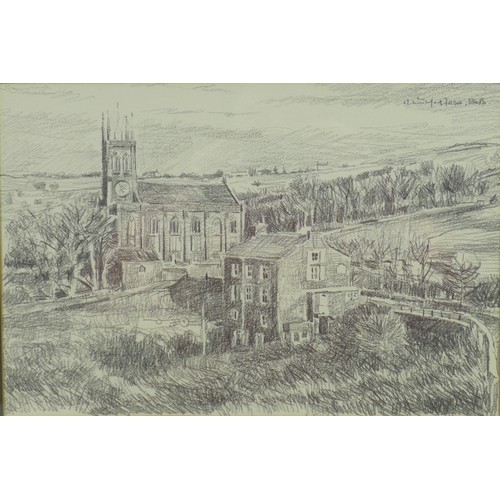 164 - Robert Littleford (b. 1945): two landscape drawings, comprising a picture of a church, pencil on pap... 
