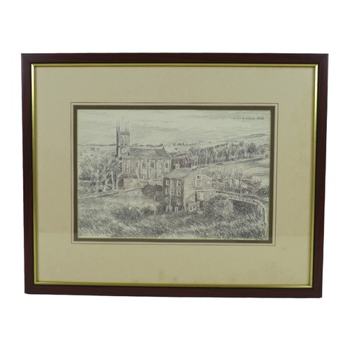 164 - Robert Littleford (b. 1945): two landscape drawings, comprising a picture of a church, pencil on pap... 