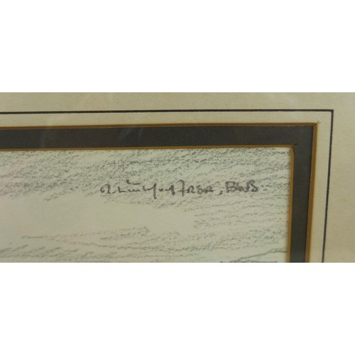 164 - Robert Littleford (b. 1945): two landscape drawings, comprising a picture of a church, pencil on pap... 