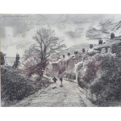 164 - Robert Littleford (b. 1945): two landscape drawings, comprising a picture of a church, pencil on pap... 