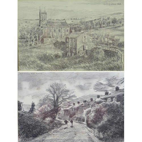164 - Robert Littleford (b. 1945): two landscape drawings, comprising a picture of a church, pencil on pap... 