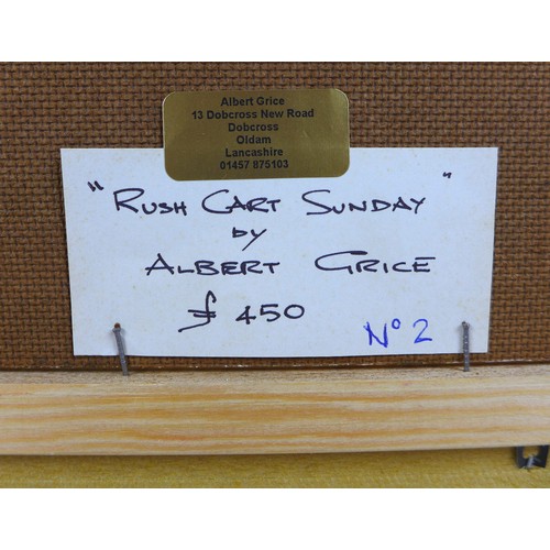 169 - Albert Grice (20th century): 'Rush Cart Sunday', oil on canvas, dated 2001, signed lower right corne... 