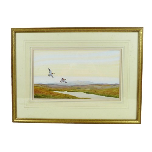 167 - John T Holmes (British, b.1937): Two wildlife pictures, 'Mallards Landing', watercolour, signed lowe... 