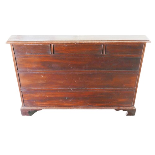 257 - A Victorian mahogany knee-hole desk, with single middle drawer flanked by two banks of four drawers,... 