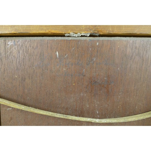 155 - A 19th century, Continental over painted print on panel, depicting a lady in a domestic interior sce... 