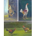 British School (early 19th century): three avian portraits, each depicting fighting cocks, one title... 