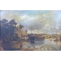 In the manner of Alfred Vickers Snr (British, 1786-1868): a landscape river scene, depicting a boy p... 