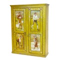 A French 19th century style painted pine tall cupboard, with two doors, enclosing shelves, the panel... 
