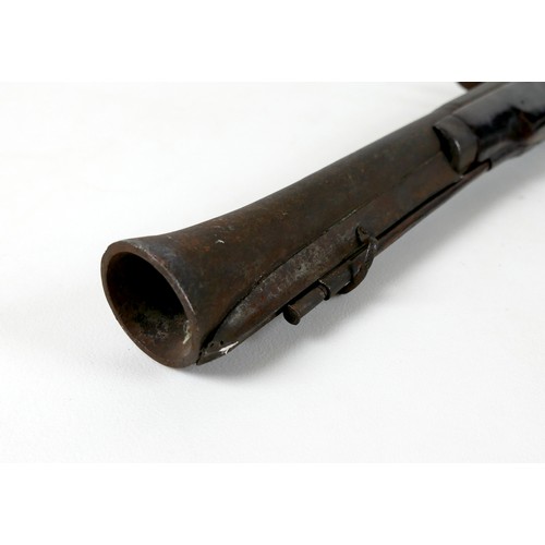 108 - A 19th century flintlock blunderbuss or coaching gun, with flared muzzle, inscribed '1816' to plate,... 