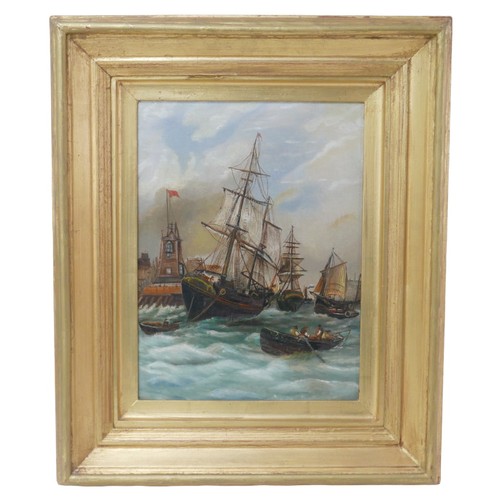 176 - British school (19th century): 'Sunderland Harbour' oil on canvas, unsigned but titled and dated ver... 