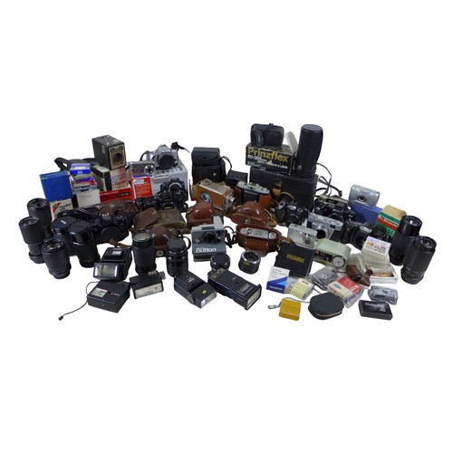 58 - A large collection of cameras, lenses and accessories, including Kodak, Canon, Sirus and other makes... 