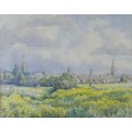 Wilfrid Rene Wood (British, 1888-1976): a view of Stamford from Stamford Meadows, watercolour, inclu... 