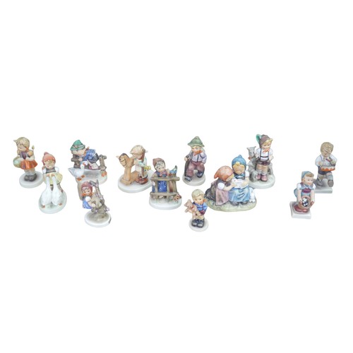 11 - A collection of twelve Hummel figurines, largest a figurine of an alpine shepherd boy, 11.5cm high. ... 