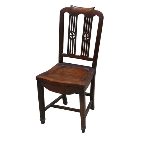 278 - A Chinese hardwood side chair, pierced splat back with Buddhistic symbols, 98cm high.