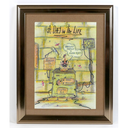 165 - Charles Bronson (British, b. 1952): 'A Day in the Life', a pen, highlighter, and crayon on paper dra... 