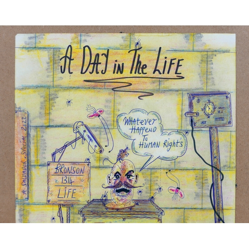 165 - Charles Bronson (British, b. 1952): 'A Day in the Life', a pen, highlighter, and crayon on paper dra... 