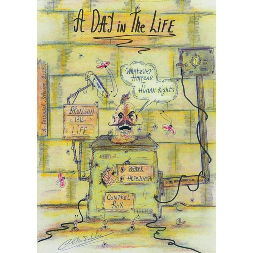 165 - Charles Bronson (British, b. 1952): 'A Day in the Life', a pen, highlighter, and crayon on paper dra... 