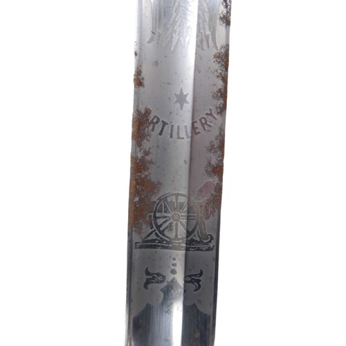 107 - A George VI style ceremonial dress sword, blade inscribed 'Artillery', blade length 88cm, overall sw... 