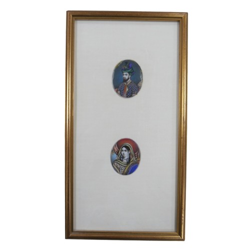 4 - Eight miniature oval portraits of 19th century Asian dignitaries, four larger portraits, 5 by 4cm, t... 