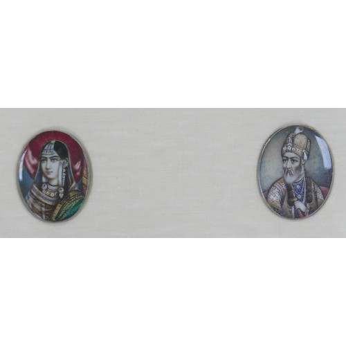 4 - Eight miniature oval portraits of 19th century Asian dignitaries, four larger portraits, 5 by 4cm, t... 
