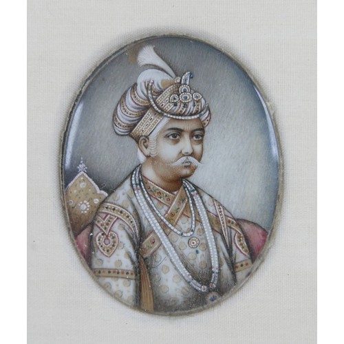 4 - Eight miniature oval portraits of 19th century Asian dignitaries, four larger portraits, 5 by 4cm, t... 