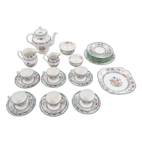 7 - A Copeland Spode Chinese Rose pattern part tea service, with over 30 pieces including tea pot, sugar... 