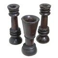 A pair of early 19th century carved oak candlesticks, 8 by 21.5cm high, together with a later vase, ... 