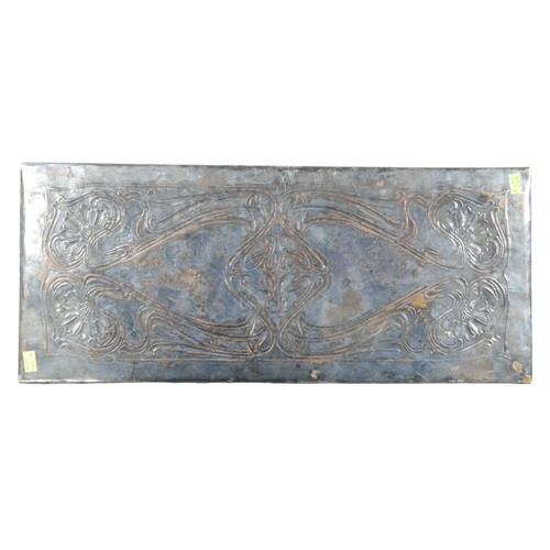 44 - An Art Nouveau Keswick School of Industrial Arts copper inlaid metal tray, of rectangular form with ... 