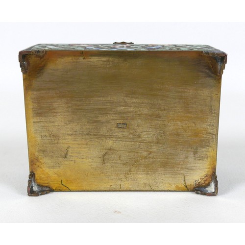 6 - A Chinese gilt metal box, early 20th century, the hinged cover inset with jade and applied hardstone... 