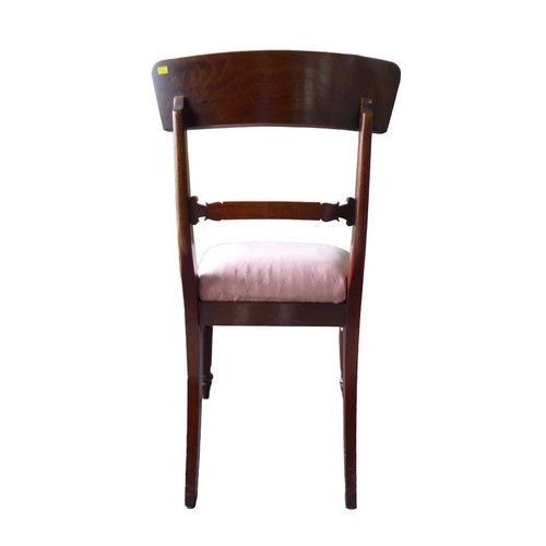 342 - Six Victorian mahogany dining chairs, with solid, curved top rail and carved central rail, drop in p... 