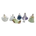 A collection of Royal Doulton ladies figurines, comprising 'Sweet Seventeen', HN2734, 'Darling', HN1... 