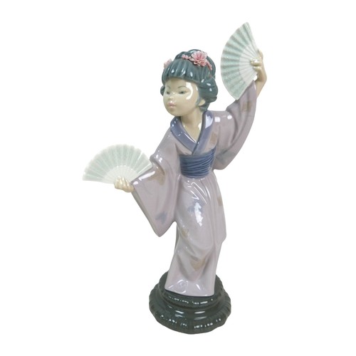 58 - A collection of oriental Lladro pieces, including 'Madame Butterfly' figurine, 4991, 30cm high, 'Tim... 