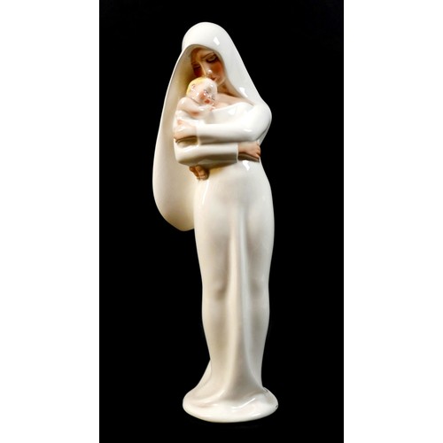 65 - An Italian Art Deco glazed pottery figure, by Lenci, modelled as 'Madonna del Vento', a woman standi... 