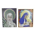 Pam Roberts (Welsh, 20th century): two mosaics of the Madonna, 61 by 46cm, and of the Madonna and ch... 