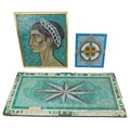Pam Roberts (Welsh, 20th century): three mosaics, including a portrait of a neo-classical youth's he... 