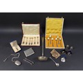 A collection of 19th century and later silver, including a Victorian silver vesta case, with bright ... 