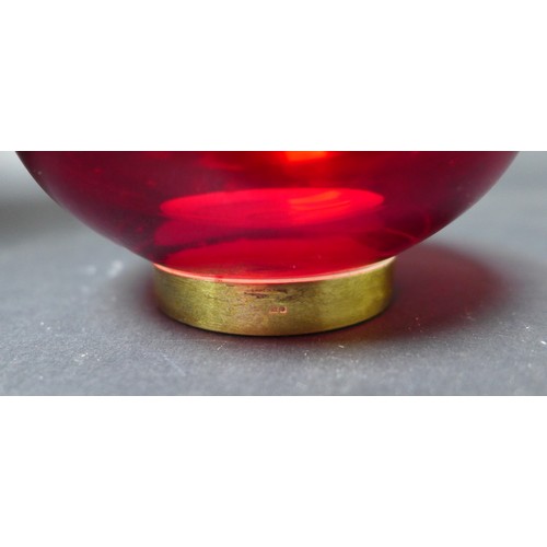17 - An ERII limited edition Aurum silver gilt and red glass commemorative pot pourri bowl, numbered 11 o... 