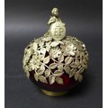 An ERII limited edition Aurum silver gilt and red glass commemorative pot pourri bowl, numbered 11 o... 