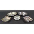 Five George V and later silver bon bon dishes, 8.2toz total. (1 bag)