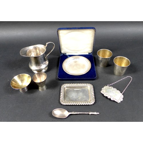 27 - A collection of George V and later silver, including a George V silver milk jug, A & J Zimmerman Ltd... 
