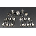 A collection of silver, including a pair of George V cruets, Lee & Wigfull (Henry Wigfull), Sheffiel... 