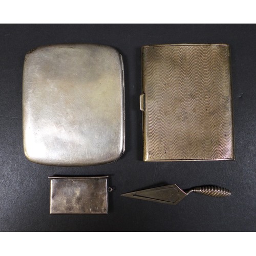 9 - A group of four Edwardian and later silver, including an Edwardian cigarette case, William Hutton & ... 