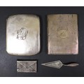 A group of four Edwardian and later silver, including an Edwardian cigarette case, William Hutton & ... 