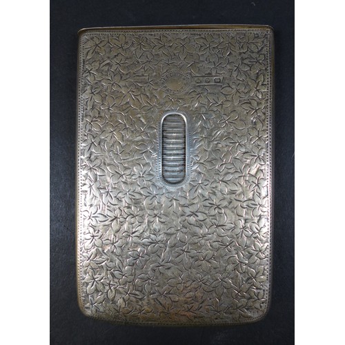 21 - A Victorian silver card case, with hinged flap top, stamped 'Needham's Patent' engraved foliate deco... 